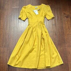 Moon River Mustard Midi Dress